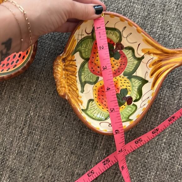 2 handmade and signed ceramic onions hand painted dip bowls - Picture 8 of 9